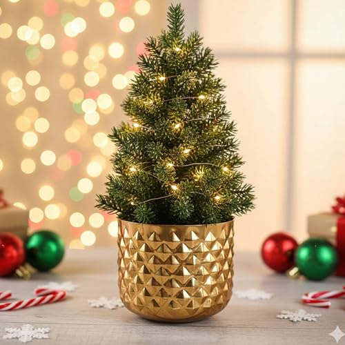 BEHOMA Metal Indoor Pineapple Texture Golden Planter, Modern Plant Pot for Living Room Balcony Office Decor Ideal Gifting for Birthday, Anniversary, Size H- 5" x Dia. 6" inch (Plants not Included) - Image 2
