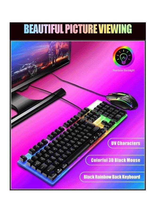 جيت مجموعة لوحة مفاتيح وماوس للألعاب، بإضاءة خلفية RGB، وخيارات ألوان الأسود والأبيض - Image 4