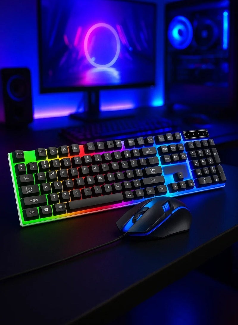 جيت مجموعة لوحة مفاتيح وماوس للألعاب، بإضاءة خلفية RGB، وخيارات ألوان الأسود والأبيض - Image 1