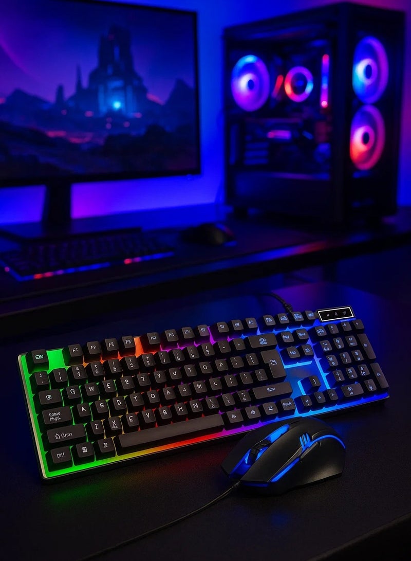 جيت مجموعة لوحة مفاتيح وماوس للألعاب، بإضاءة خلفية RGB، وخيارات ألوان الأسود والأبيض - Image 3