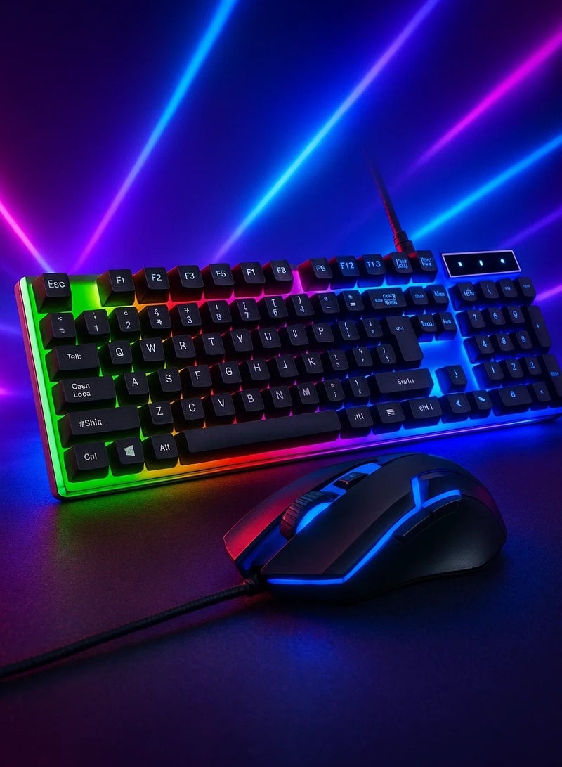 جيت مجموعة لوحة مفاتيح وماوس للألعاب، بإضاءة خلفية RGB، وخيارات ألوان الأسود والأبيض - Image 2