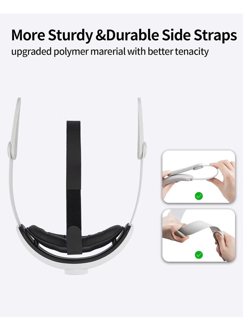 Faylor VR Headset Strap Compatible with Meta Quest 2/Quest 3/Quest 3S, Adjustable Elastic Knob, Double Comfort Soft Cushion Support-White - Image 3