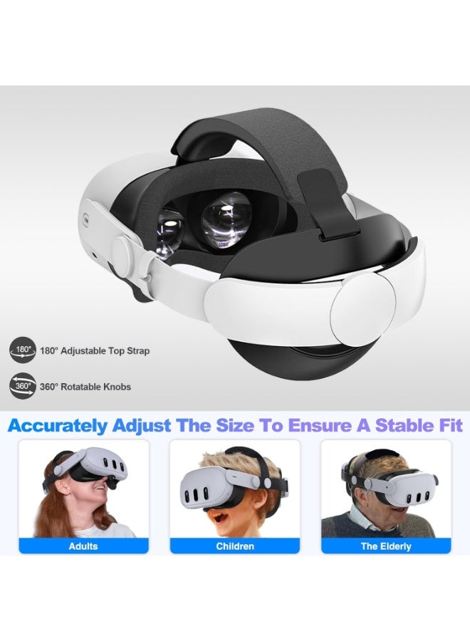 Faylor VR Headset Strap Compatible with Meta Quest 2/Quest 3/Quest 3S, Adjustable Elastic Knob, Double Comfort Soft Cushion Support-White - Image 5
