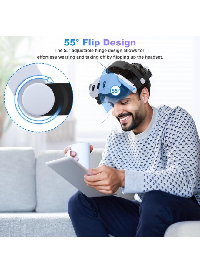 Faylor VR Headset Strap Compatible with Meta Quest 2/Quest 3/Quest 3S, Adjustable Elastic Knob, Double Comfort Soft Cushion Support-White - Image 4