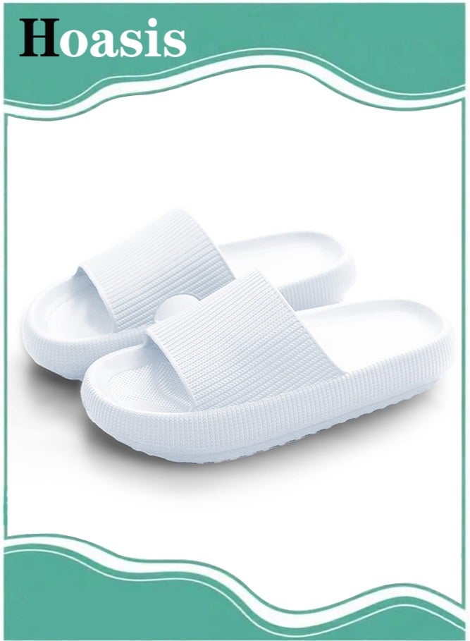 Hoasis Household Slippers， Women Non-Slip Bathroom Slip， On Thick Bottom Soft Bottom Bathroom Shower Slippers（ White） size：38-39， Shoe length about 245mm  - Image 1
