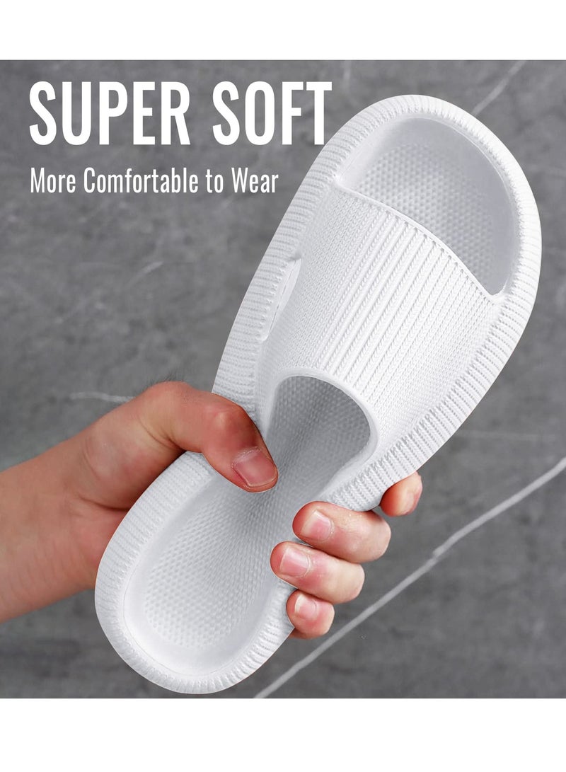 Hoasis Household Slippers， Women Non-Slip Bathroom Slip， On Thick Bottom Soft Bottom Bathroom Shower Slippers（ White） size：38-39， Shoe length about 245mm  - Image 3