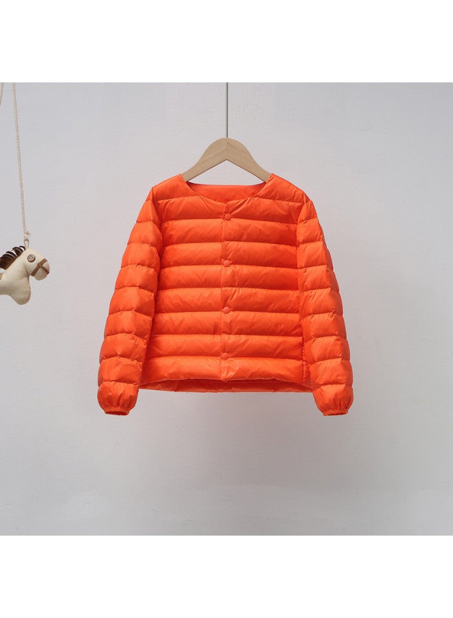 Pinghu Men's Women's Kids' Clothing Autumn Winter Round Neck Down Vest New Style Lightweight Warmth Simple Solid Color Long Sleeve Down Jacket