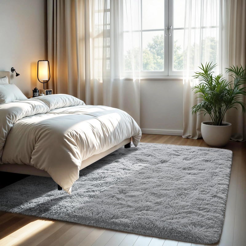 Zentavio Area Rugs for Living Room Grey Rugs for Bedroom 4x6 Carpet Fluffy Furry Soft Shag Aesthetic Plush High Pile Gray Throw Rug for Nursery Kids Room Dorm - Image 5