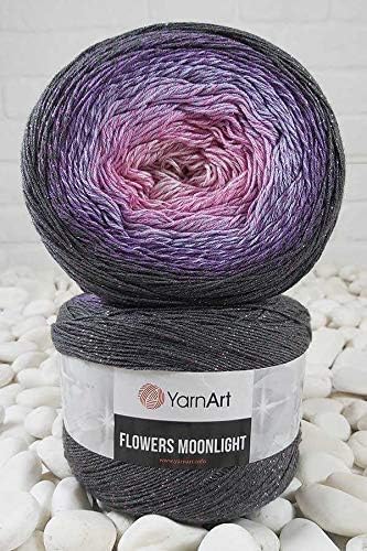 YarnArt Flowers Moonlight Glitter Cotton Yarn Soft Rainbow Crochet Metallic Lurex handknit Shiny Silvery Cake Multicolor Cotton 1 Skein Weight 917oz Lenght 3937 inches 1 Fine Yarn 3276 - Image 2