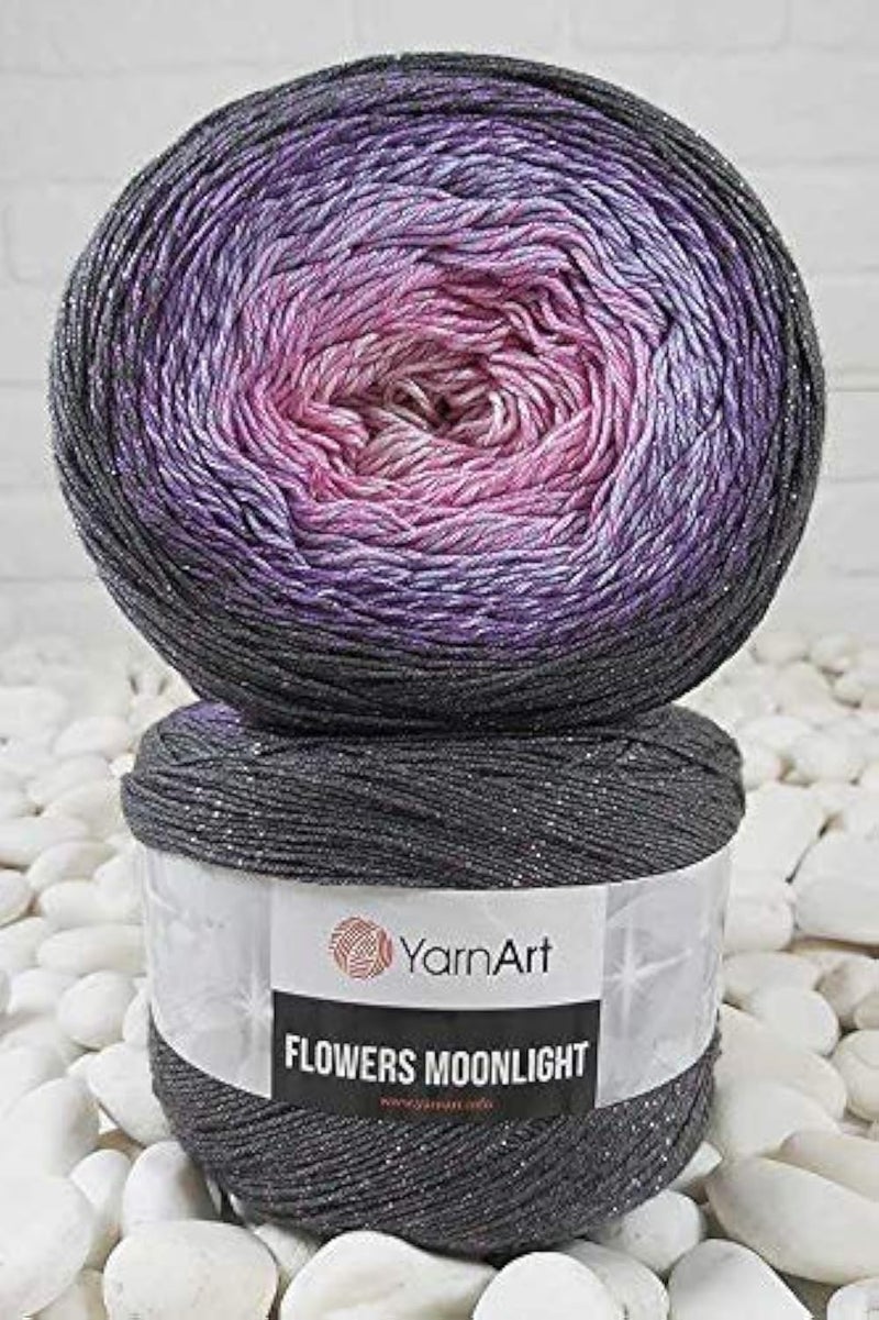 YarnArt Flowers Moonlight Glitter Cotton Yarn Soft Rainbow Crochet Metallic Lurex handknit Shiny Silvery Cake Multicolor Cotton 1 Skein Weight 917oz Lenght 3937 inches 1 Fine Yarn 3276 - Image 1