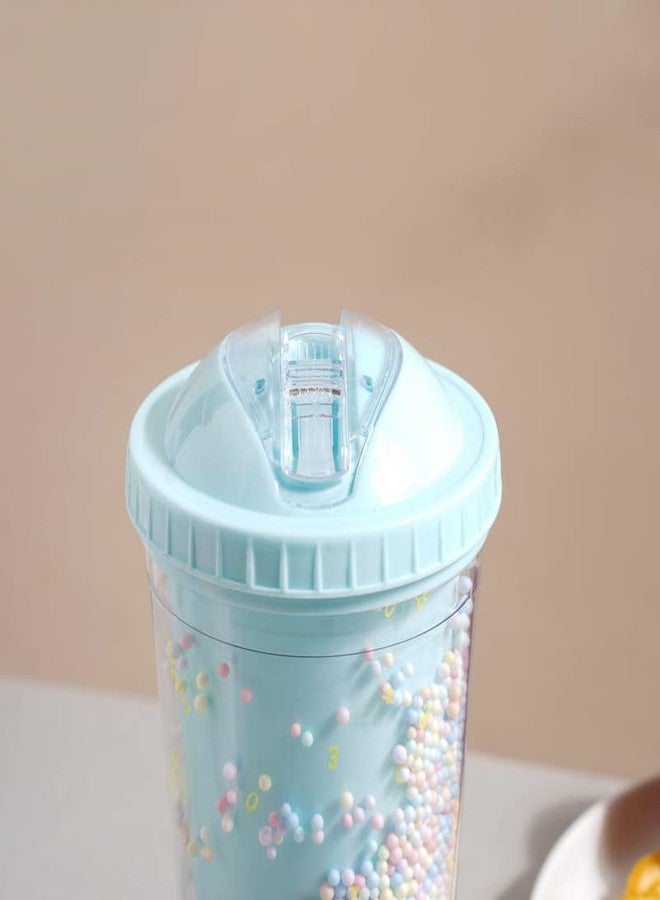 NTGS Premium Design Sparkle Confetti Sipper Pastel Shade 550 ML (1PC) PVC Material Straw BPA Free Food Grade Ideal for Girls Return Gifts -3 - Image 2
