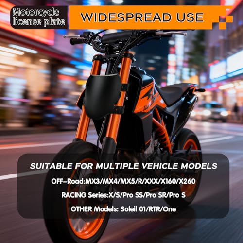 Zihvfzu Electric Dirt Bike Number Plate Front, Downhill Electric Bike Plate for Q20, S1/S2/Y1/RX, X1S/X/X2, LBX, Sting MX3/MX4/MX5, XXX, Mantis, Dragster, Pro SS/SR/S, Soleil 01, RTR - Image 4