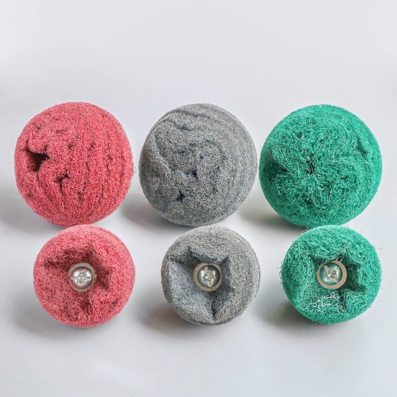 Hiqalty 6PCS Non Woven Abrasive Buffing Polishing Wheel Drill Attachment Set,Scouring Pads Power Scrubber Cleaning Kit, Power-Operated Abrasive Wheelsï¼ˆ Green red Gray 1/4â€ Shank - Image 2