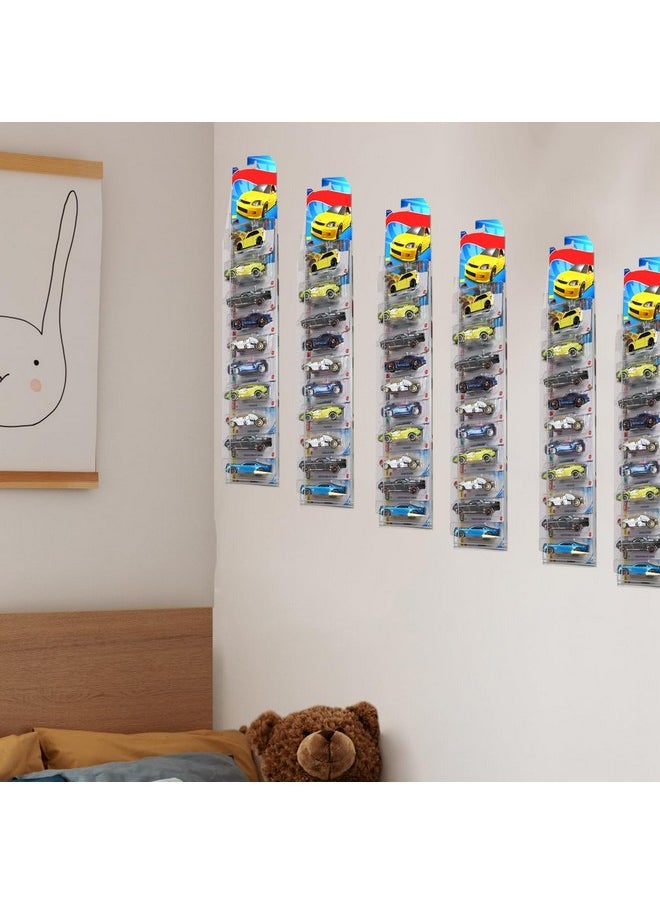 12Pcs Clear Display Case for Packaged Model Cars,Model Car Display Cases Wall Mount-Holds up to 120 Cars,Toy Car Storage Organizer Compatible with Hot Wheels,Clear Model Car Display Case(16.7 x 4.4)
