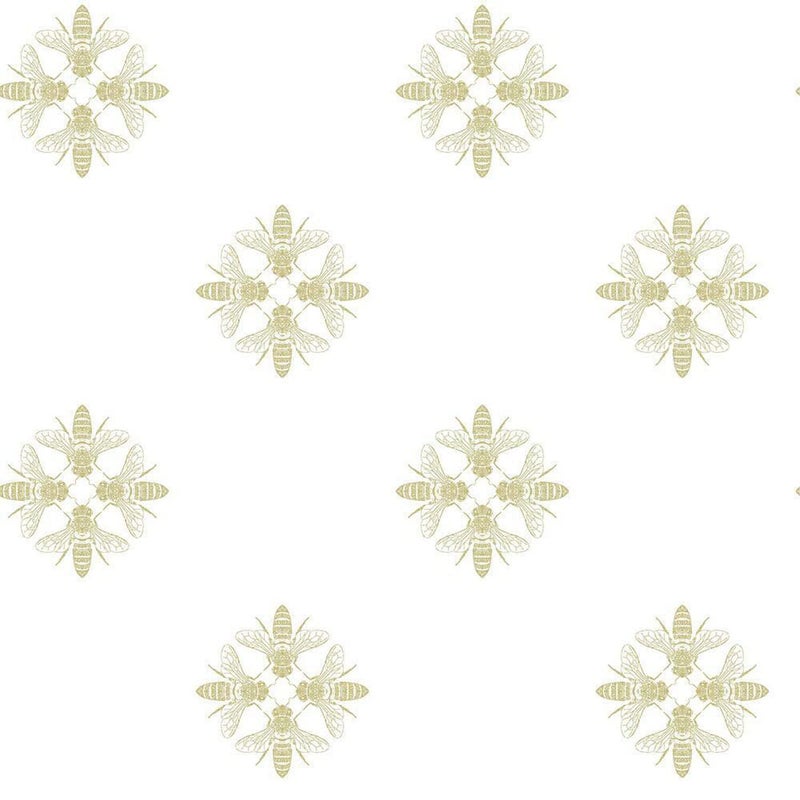 RoomMates RMK11474WP Metallic Gold Honey Bee Peel and Stick Wallpaper Sample