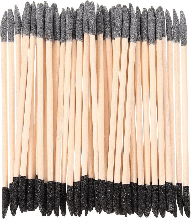 Healifty 50pcs Double-Ended Wood Nail Sanding Sticks with Black and Gray Grit for Manicure Pedicure Cuticle Pusher Detailing Tools Suitable for Women - Image 1