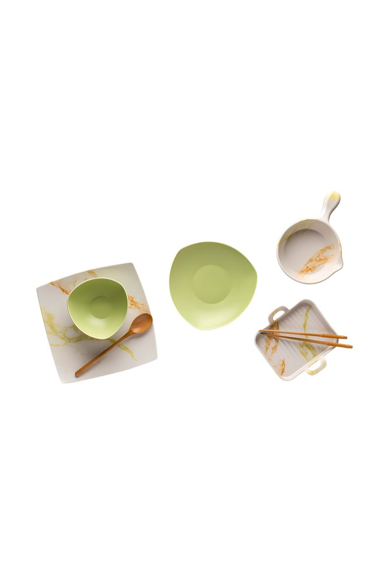 Lotus Fathi Mahmoud 26-Piece Porcelain Dinner Set - Green 