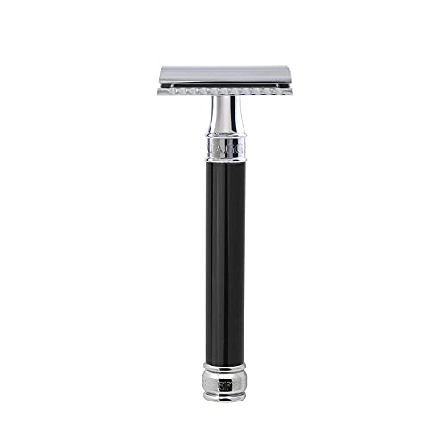 The Edwin Jagger DE86 Black DE Safety Razor Long