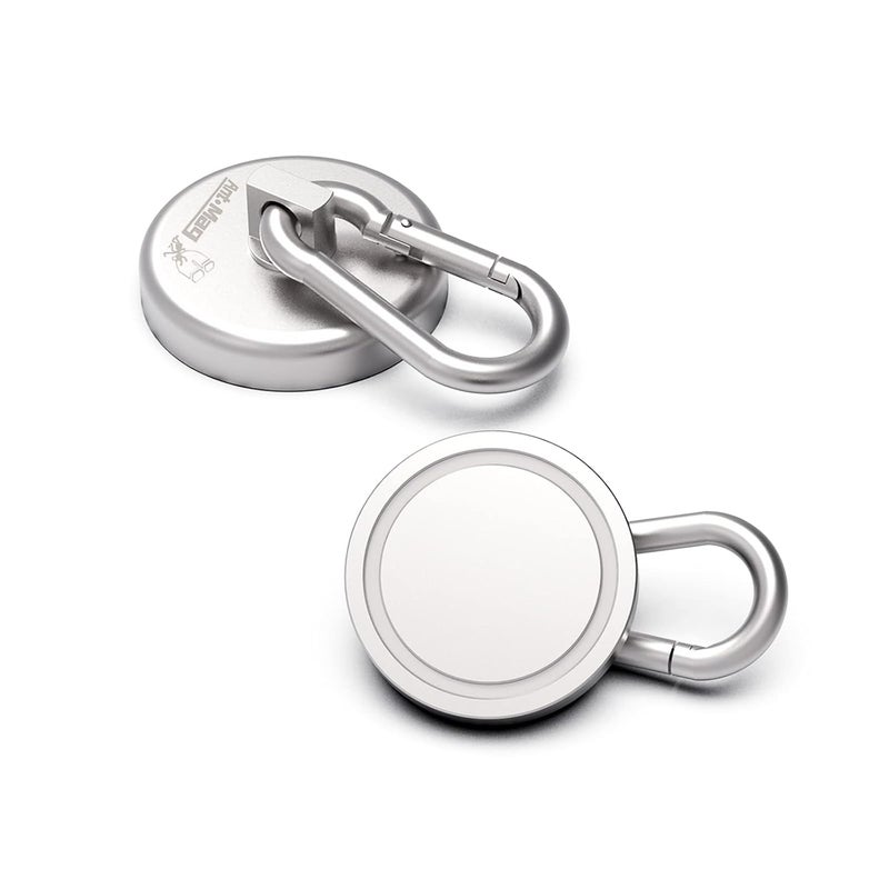 Ant Mag Heavy Duty Neodymium Magnet Hooks with Swiveling Carabiner - 140LBS Pull Force, Indoor/Outdoor Hanging, Kitchen, Garage, Cruise Ship (2 Pack) - Image 1