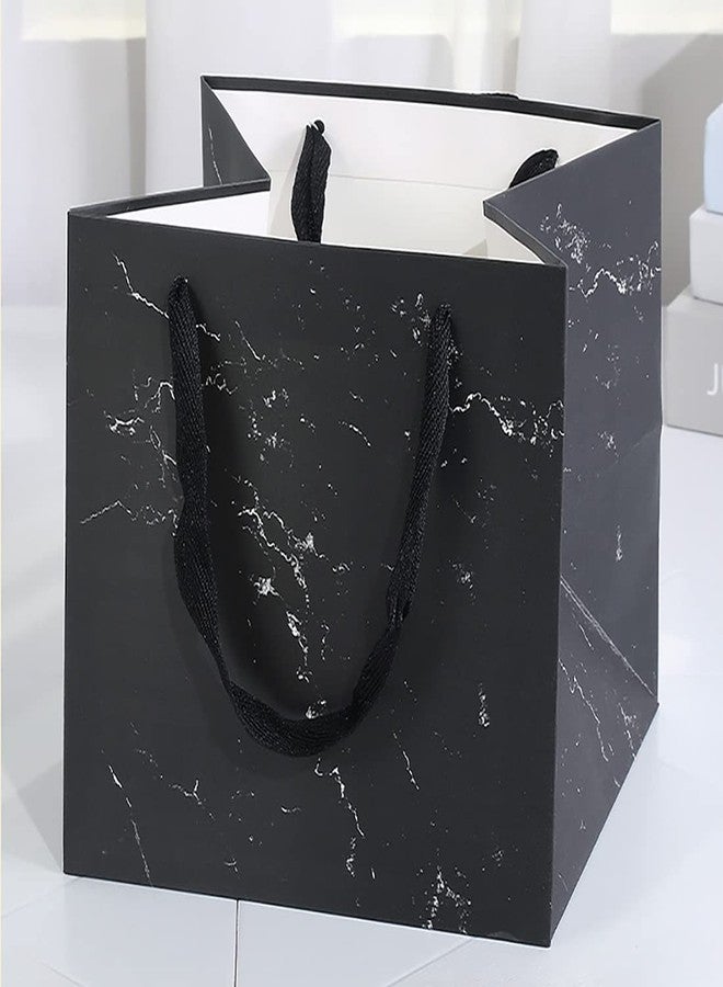 RUIFYRAY Extra large Marble gift bag, 11.8" Square Reusable Bag with handle, for shopping, wedding, birthday, grocery storage, Black(without Gold Line), 11.8" - Image 4