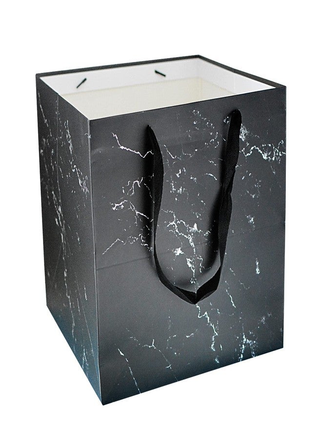 RUIFYRAY Extra large Marble gift bag, 11.8" Square Reusable Bag with handle, for shopping, wedding, birthday, grocery storage, Black(without Gold Line), 11.8" - Image 1