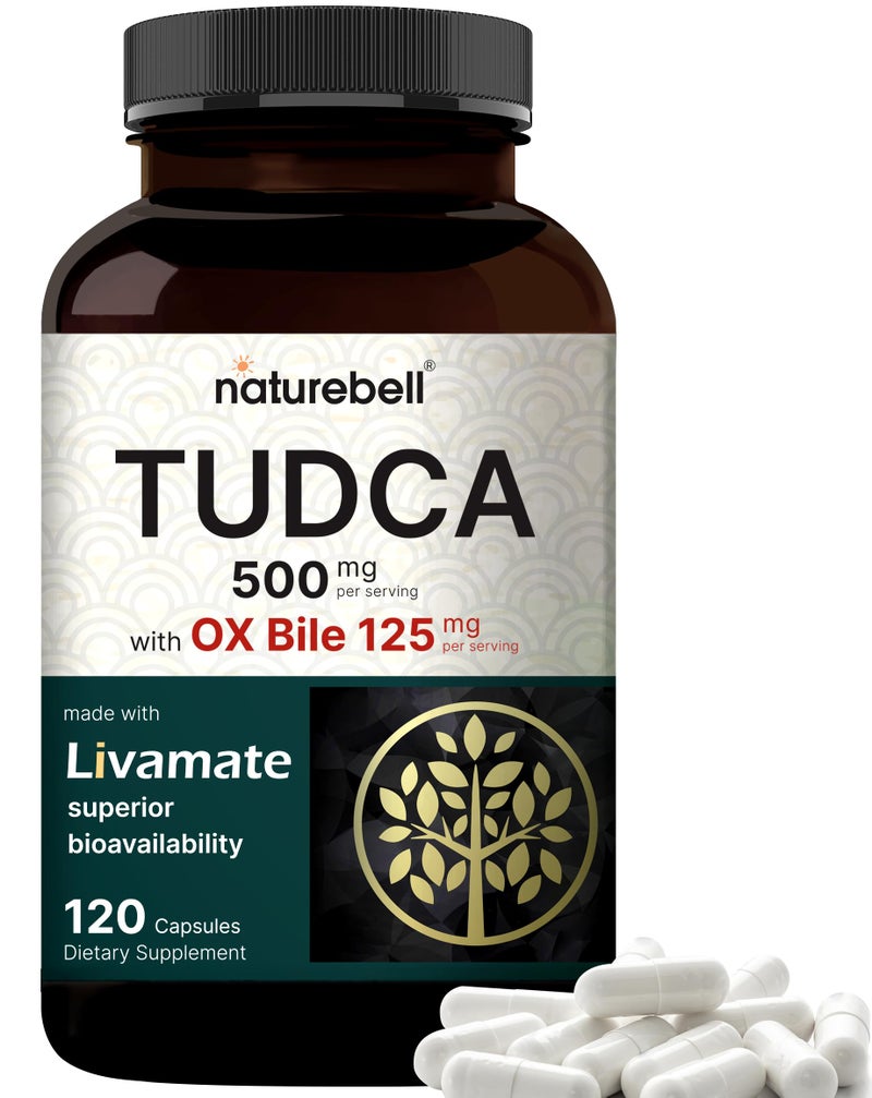 TUDCA 500mg with OX Bile 125mg Per Serving 120 Capsules Bile Salts Support High Absorption Livamate Formula Liver Cleanse Detox Repair Supplement Natural Bitter Taste Third Party Tested
