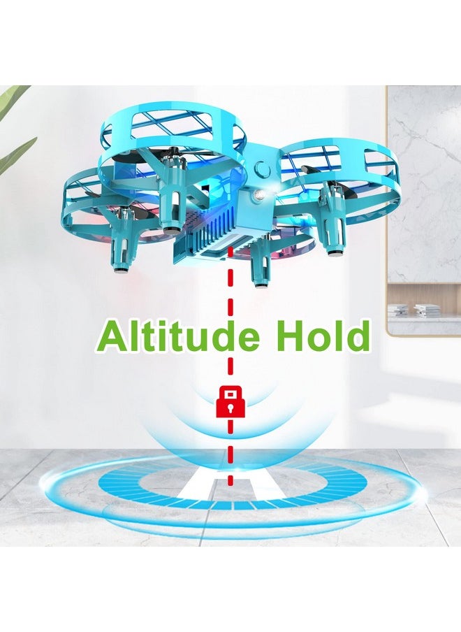 Dwi Dowellin - 4.5 Inch Mini Drone For Kids Crash Proof One Key Take Off Landing Spin Flips Rc Small Drones For Beginners Boys And Girls Adults Nano Quadcopter Flying Toys Blue - Image 1