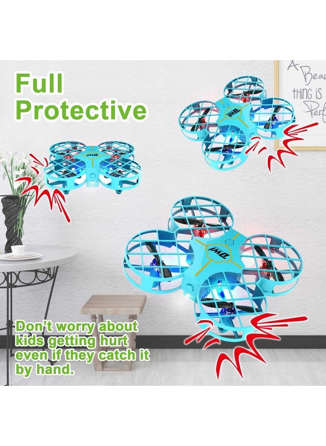 Dwi Dowellin - 4.5 Inch Mini Drone For Kids Crash Proof One Key Take Off Landing Spin Flips Rc Small Drones For Beginners Boys And Girls Adults Nano Quadcopter Flying Toys Blue - Image 1