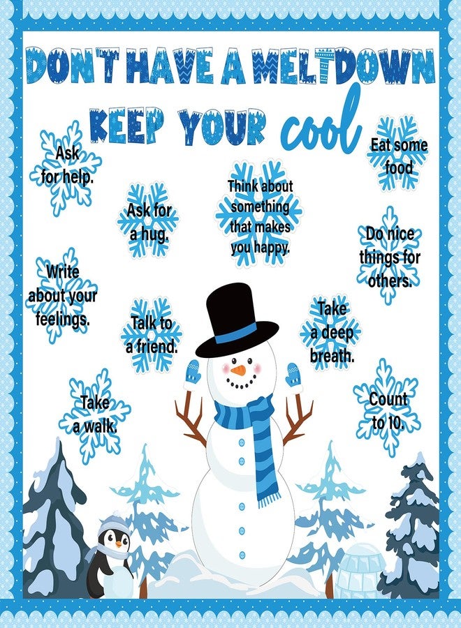 ojustbeok Winter Bulletin Board Decorations Set Christmas Mental Health Bulletin Board Inspirational Growth Mindset Classroom Decor Snowman Snowflake Paper Cutouts for School Door Therapy Chalkboard Wall Decor - Image 1