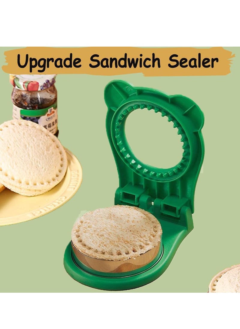 KHAJUL Sandwich Cutter, Crustless Bread Edge Cutter, Round Shape, PB&J Maker for Kids, Sandwich Sealer for Lunchbox (Green)  - Image 5