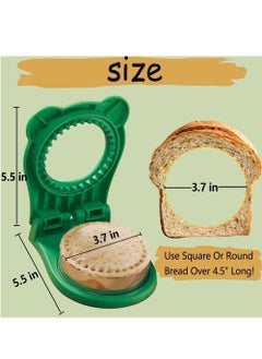 KHAJUL Sandwich Cutter, Crustless Bread Edge Cutter, Round Shape, PB&J Maker for Kids, Sandwich Sealer for Lunchbox (Green)  - Image 4