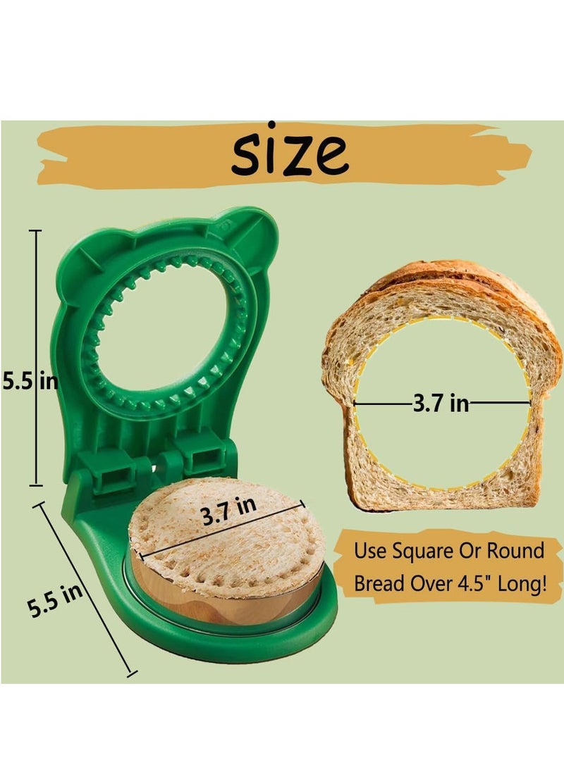 KHAJUL Sandwich Cutter, Crustless Bread Edge Cutter, Round Shape, PB&J Maker for Kids, Sandwich Sealer for Lunchbox (Green)  - Image 4