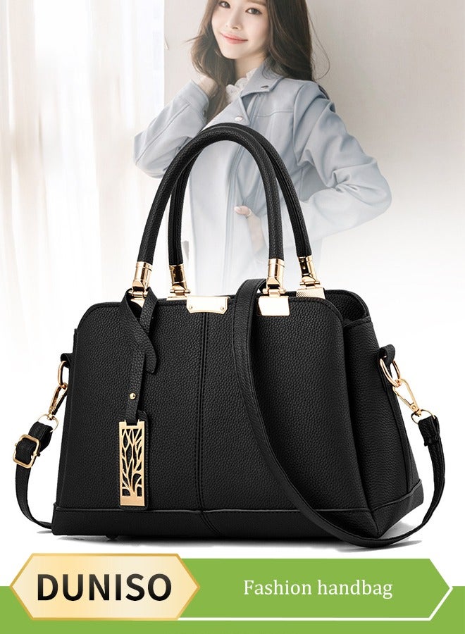 DUNISO Women's handbag, PU leather shoulder bag, large capacity crossbody bag，with detachable shoulder strap and top handle, suitable for shopping, work, dating, travel  - Image 1