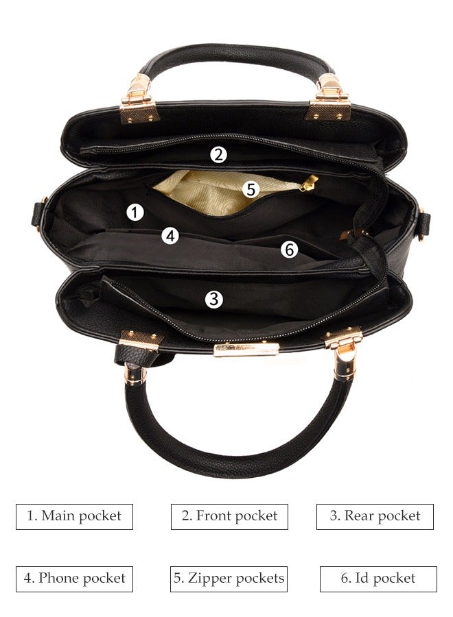 DUNISO Women's handbag, PU leather shoulder bag, large capacity crossbody bag，with detachable shoulder strap and top handle, suitable for shopping, work, dating, travel  - Image 4