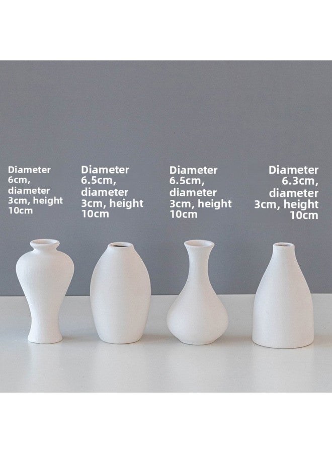Beauenty Kindergarten Diy Ceramic Bottle Painted Plain Blank Water Extension Hand Painted White Embryo Children's Parent-child Non-plaster Vase-Color:Medium Vase Four Gentlemen Set White  - Image 1