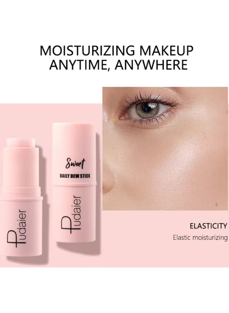 pudaier Daily Dew Moisturizing Stick Deep Hydrating Creamy Texture Non Sticky Moisturize Daily Cream Stick Multi Use Balm Stick Hydrating Primer Brightens and Glow Skin Makeup Stick Pink - Image 2
