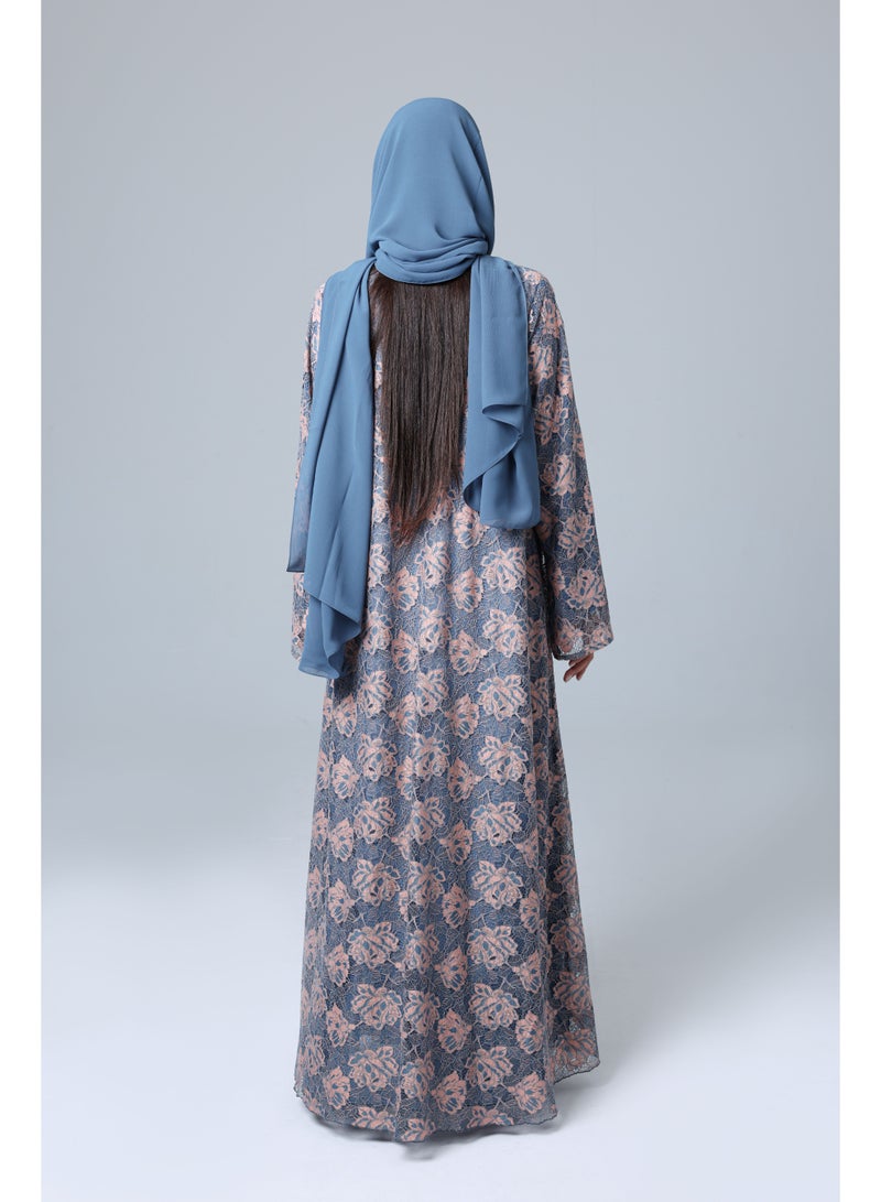 اكسا عباية لاسيه ملون تصميم زهور - Image 3