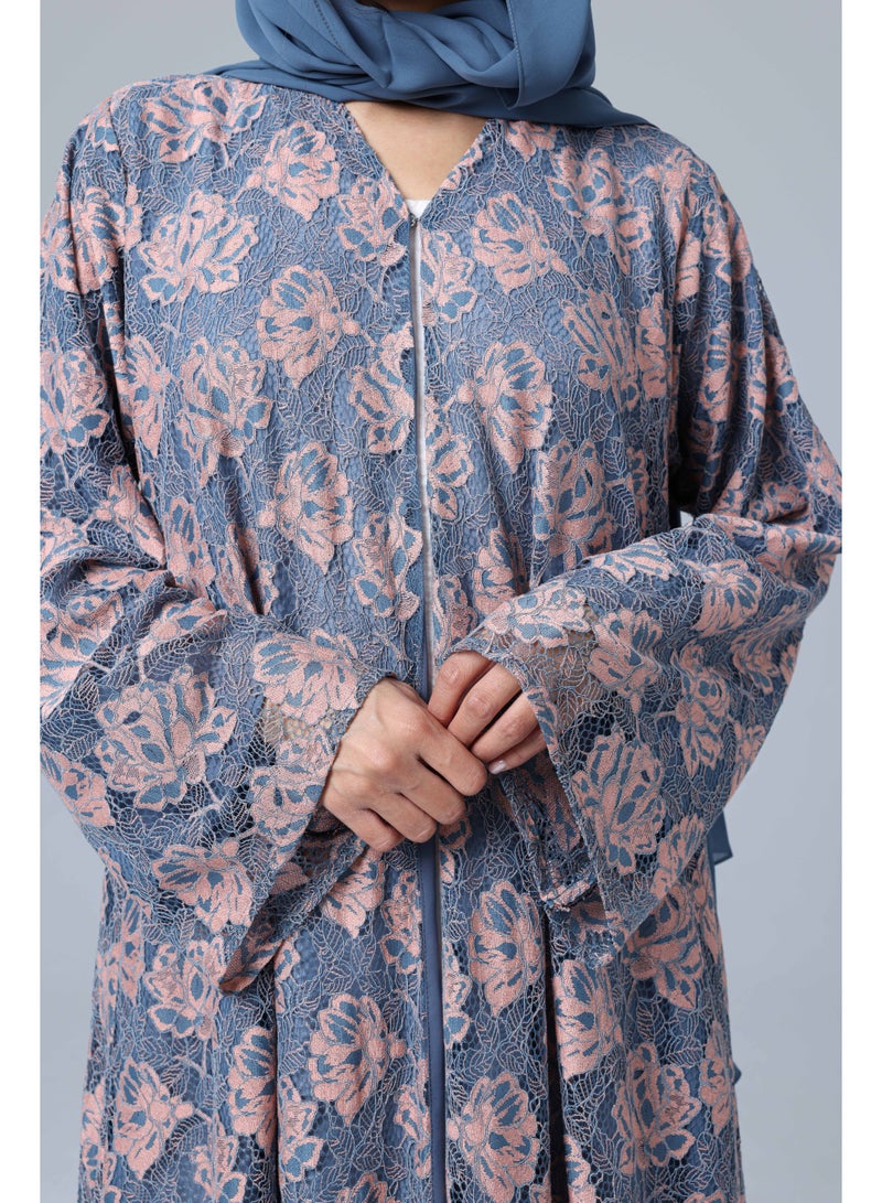 اكسا عباية لاسيه ملون تصميم زهور - Image 2