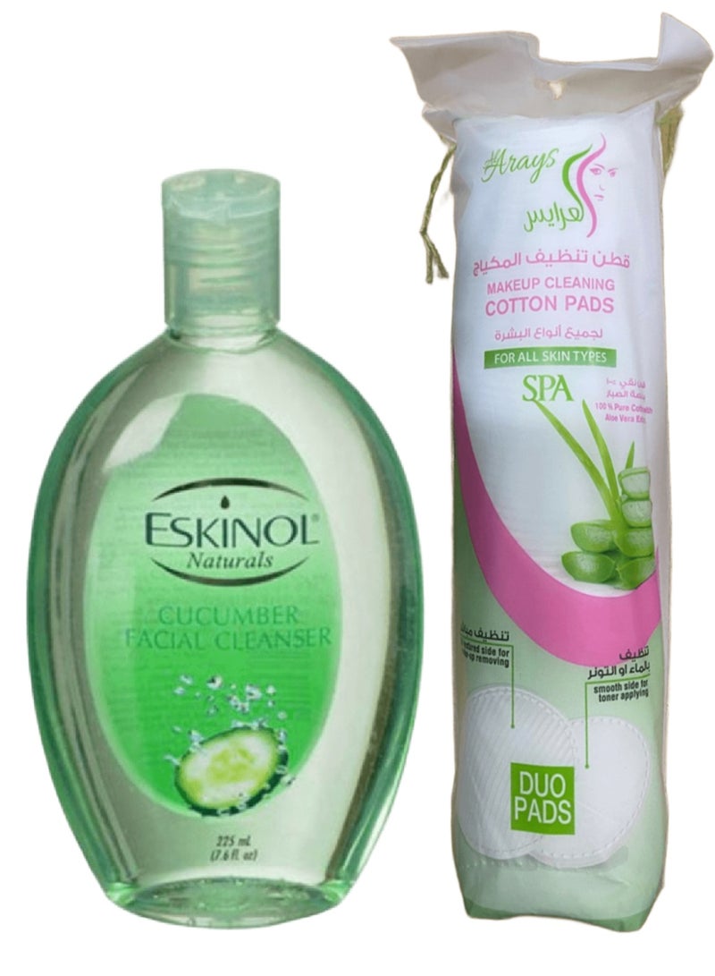 Eskinol Deep Facial Cleanser with Pure Cucumber Extract 225 ml And natural cotton, multi-use - Image 1