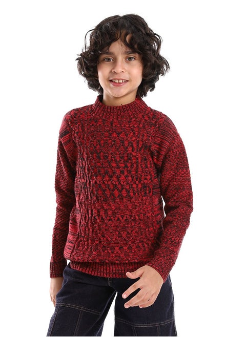 Wool Boys Pullover With Multi Design