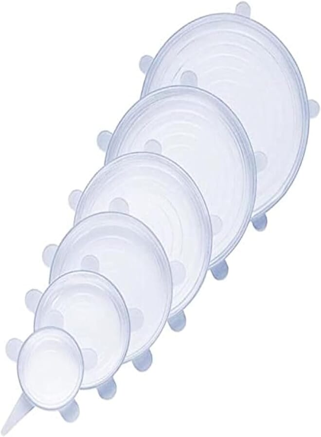 one year warranty_Silicone Stretch Lids (6 pack), Reusable, Durable and Expandable to Fit Various Sizes and Shapes of Containers. Superior for Keeping Food Fresh, Dishwasher and Freezer Safe