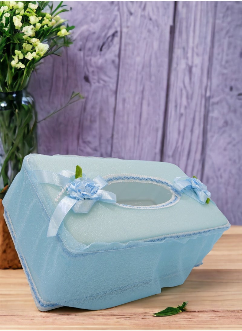 BABAZAM - Tissue Box Holder Rectangle Durable Elegant & Stylish Tissue Box for Living Room Office Home Table Décor 24x13x9cm Blue - Image 1