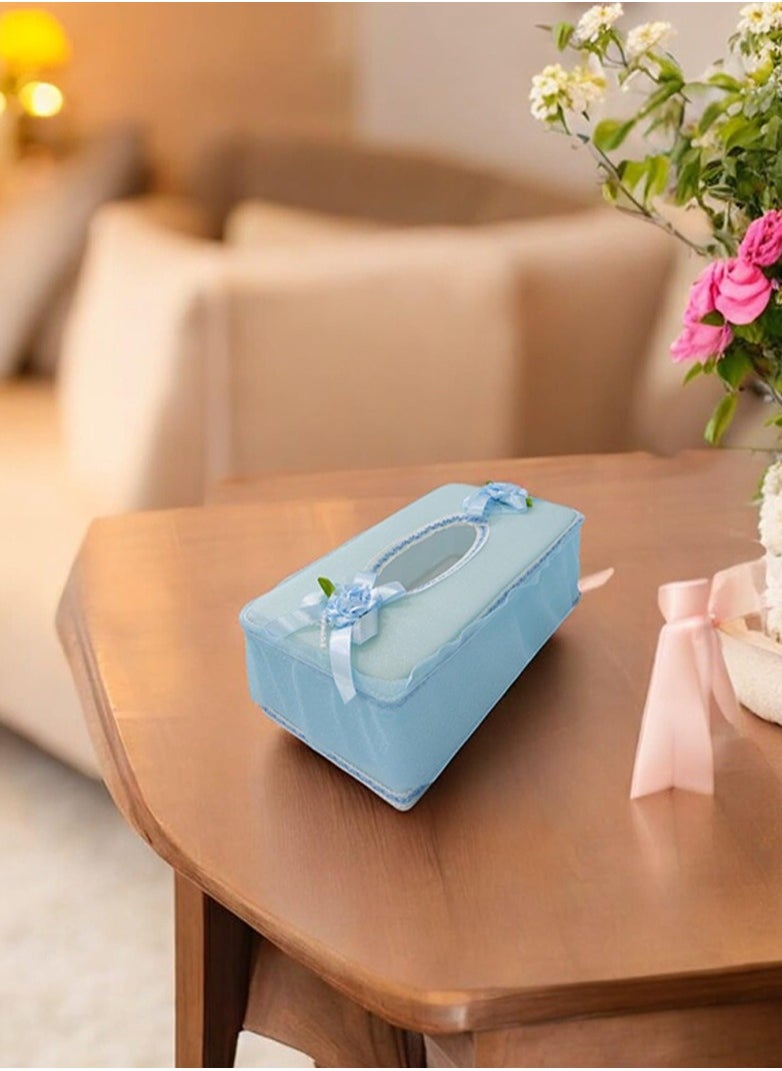 BABAZAM - Tissue Box Holder Rectangle Durable Elegant & Stylish Tissue Box for Living Room Office Home Table Décor 24x13x9cm Blue - Image 1