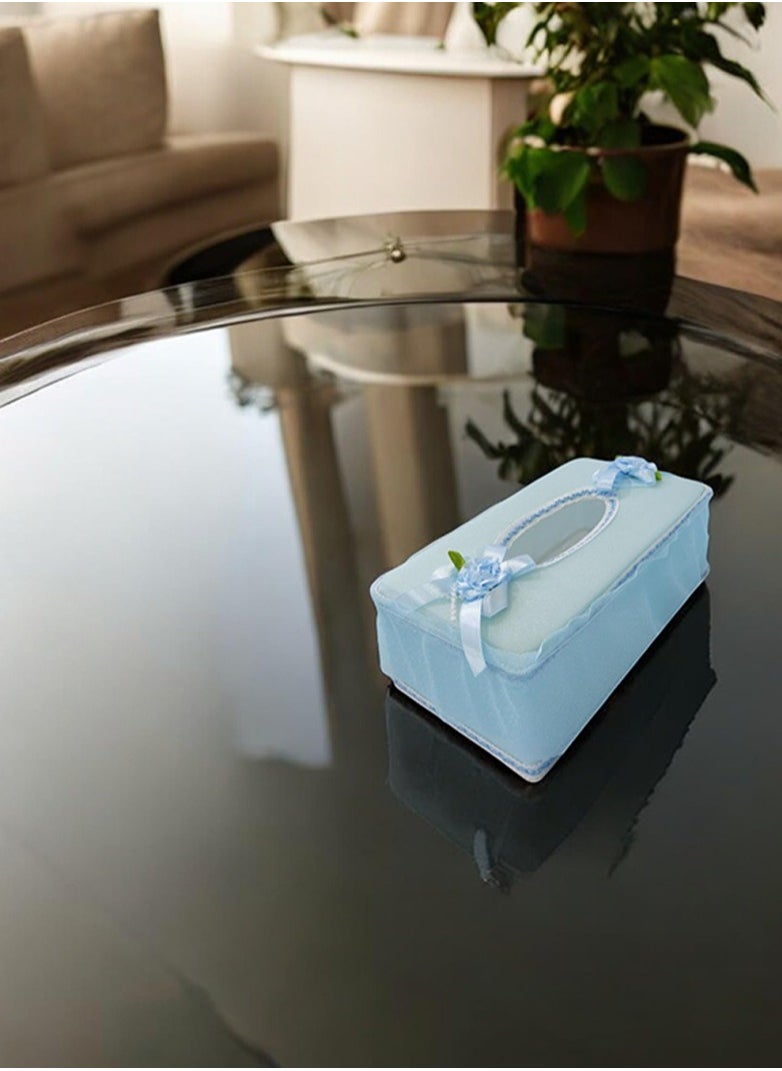 BABAZAM - Tissue Box Holder Rectangle Durable Elegant & Stylish Tissue Box for Living Room Office Home Table Décor 24x13x9cm Blue - Image 1