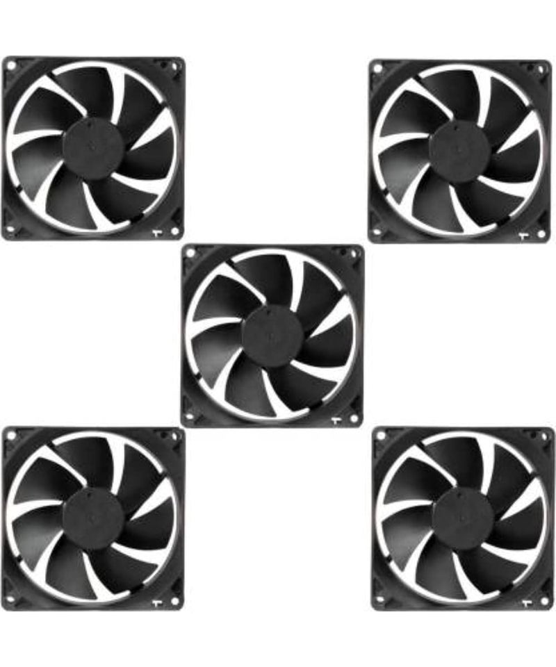 TechSupreme PACK OF 5 DC 12V Cooling Fan for PC Case, CPU Cooler Radiator Cooler (Black) - Image 1