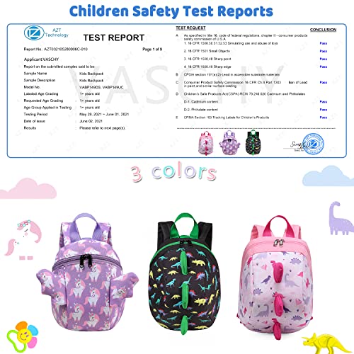 VASCHY Dinosaur Toddler Backpack with Leash, Ultra Lightweight Tiny Mini Little Daycare Backpack Girls Pink - Image 3