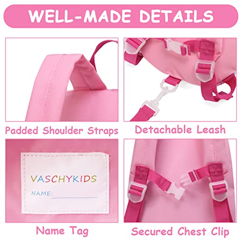 VASCHY Dinosaur Toddler Backpack with Leash, Ultra Lightweight Tiny Mini Little Daycare Backpack Girls Pink - Image 5