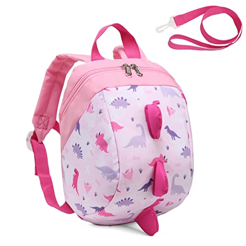 VASCHY Dinosaur Toddler Backpack with Leash, Ultra Lightweight Tiny Mini Little Daycare Backpack Girls Pink - Image 1
