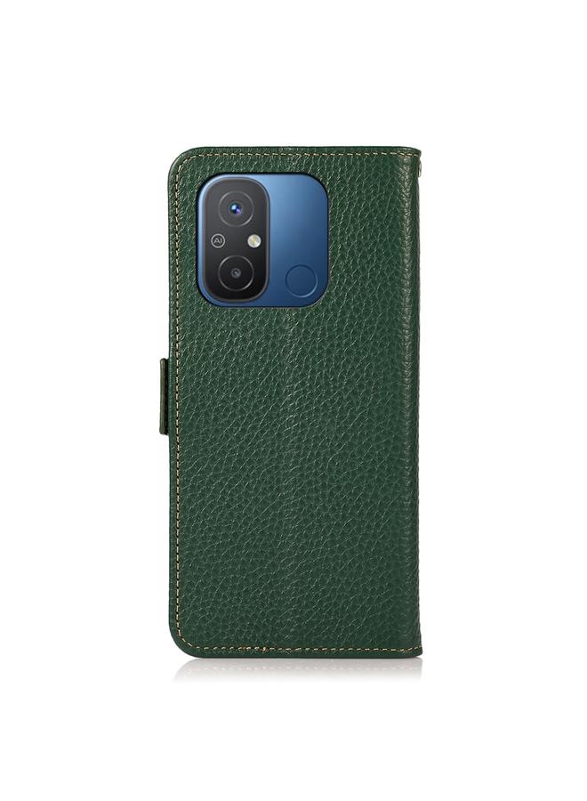 erorex Case For Xiaomi Redmi 12C/Redmi 11A 4G KHAZNEH Side-Magnetic Litchi Genuine Leather RFID Phone Case - Image 3