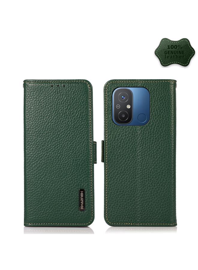 erorex Case For Xiaomi Redmi 12C/Redmi 11A 4G KHAZNEH Side-Magnetic Litchi Genuine Leather RFID Phone Case - Image 1